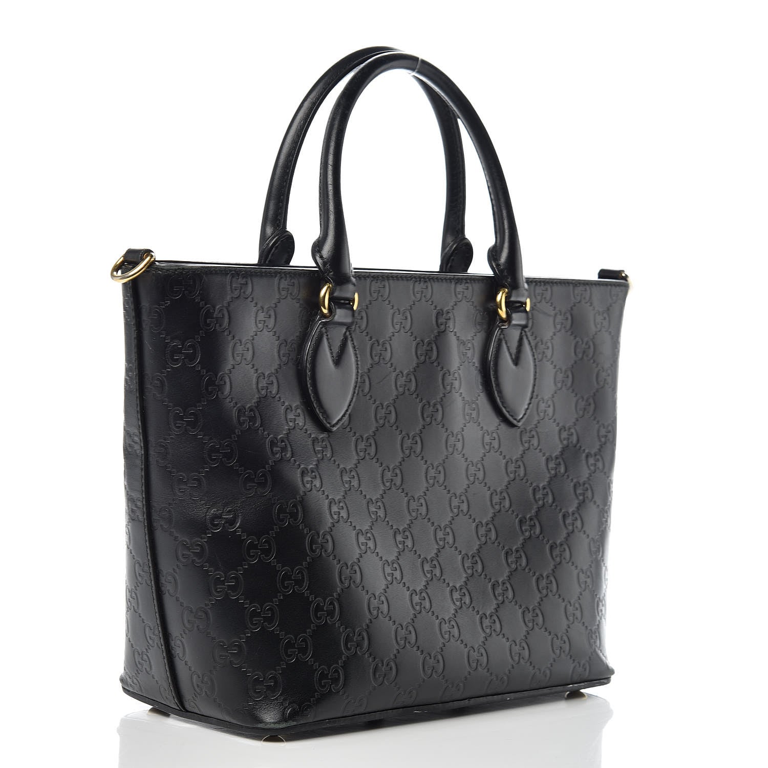 Gucci Guccissima Small Zippered Bucket Tote Black 4 of 13