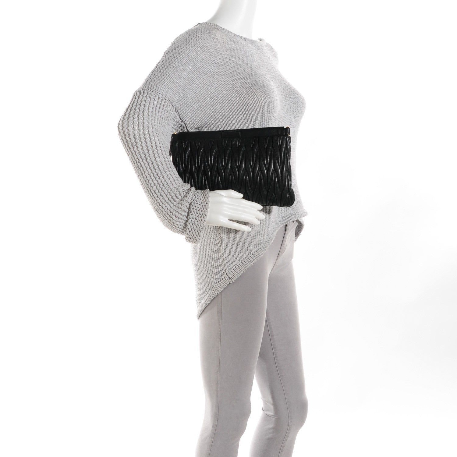 Miu Miu Nappa Matelasse Lux Clutch Black 2 of 9