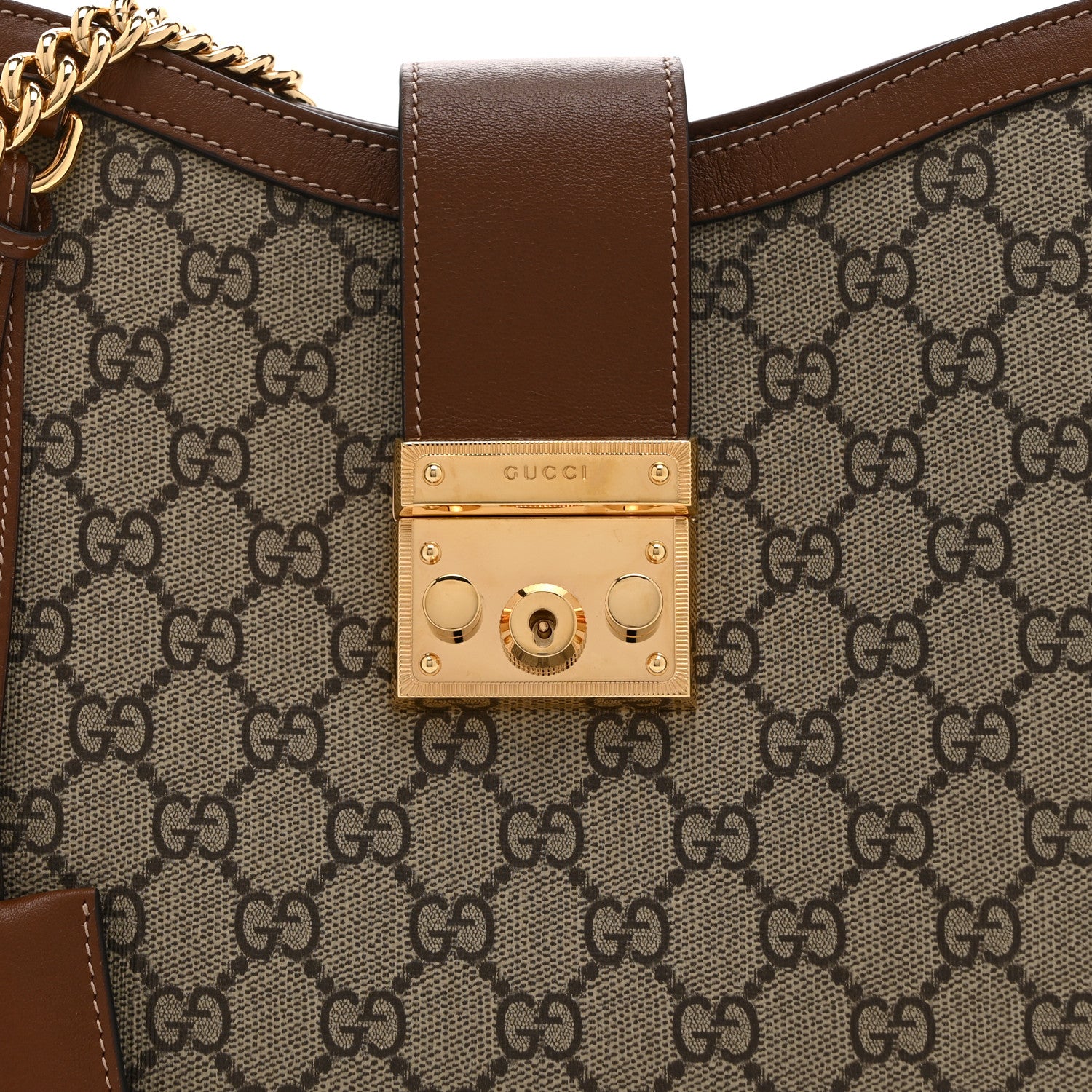 Gucci GG Supreme Monogram Medium Padlock Shoulder Bag Beige Ebony