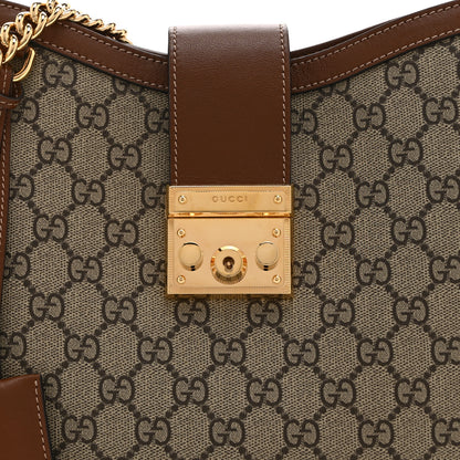 Gucci GG Supreme Monogram Medium Padlock Shoulder Bag Beige Ebony Brown Sugar 8 of 10
