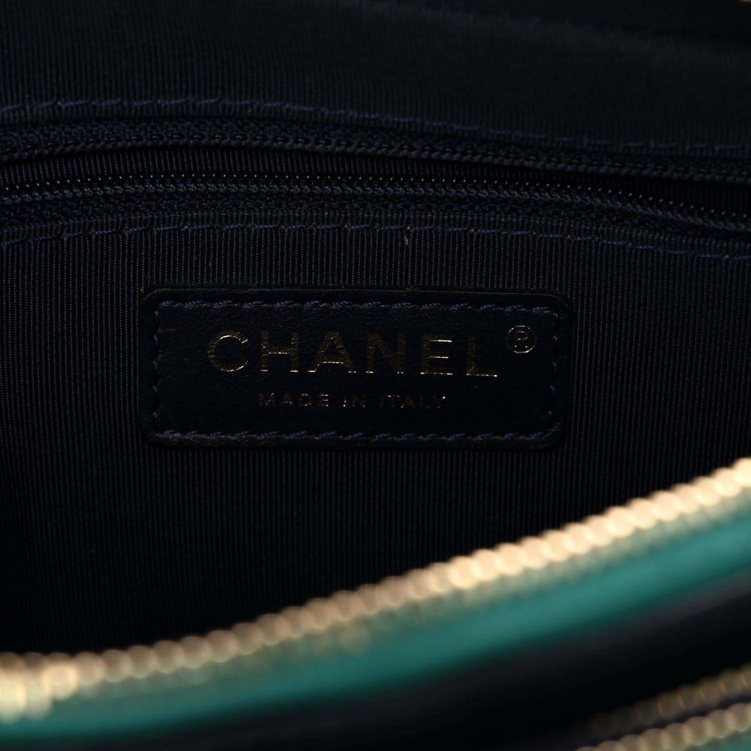 Chanel Goatskin Quilted Tri-Color In & Out Waist Bag Navy Turquoise Pink 7 of 11
