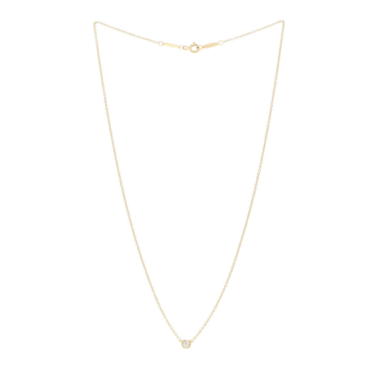 Tiffany 18K Yellow Gold Diamond .12ct Elsa Peretti Diamonds by the Yard Pendant Necklace 3 of 5