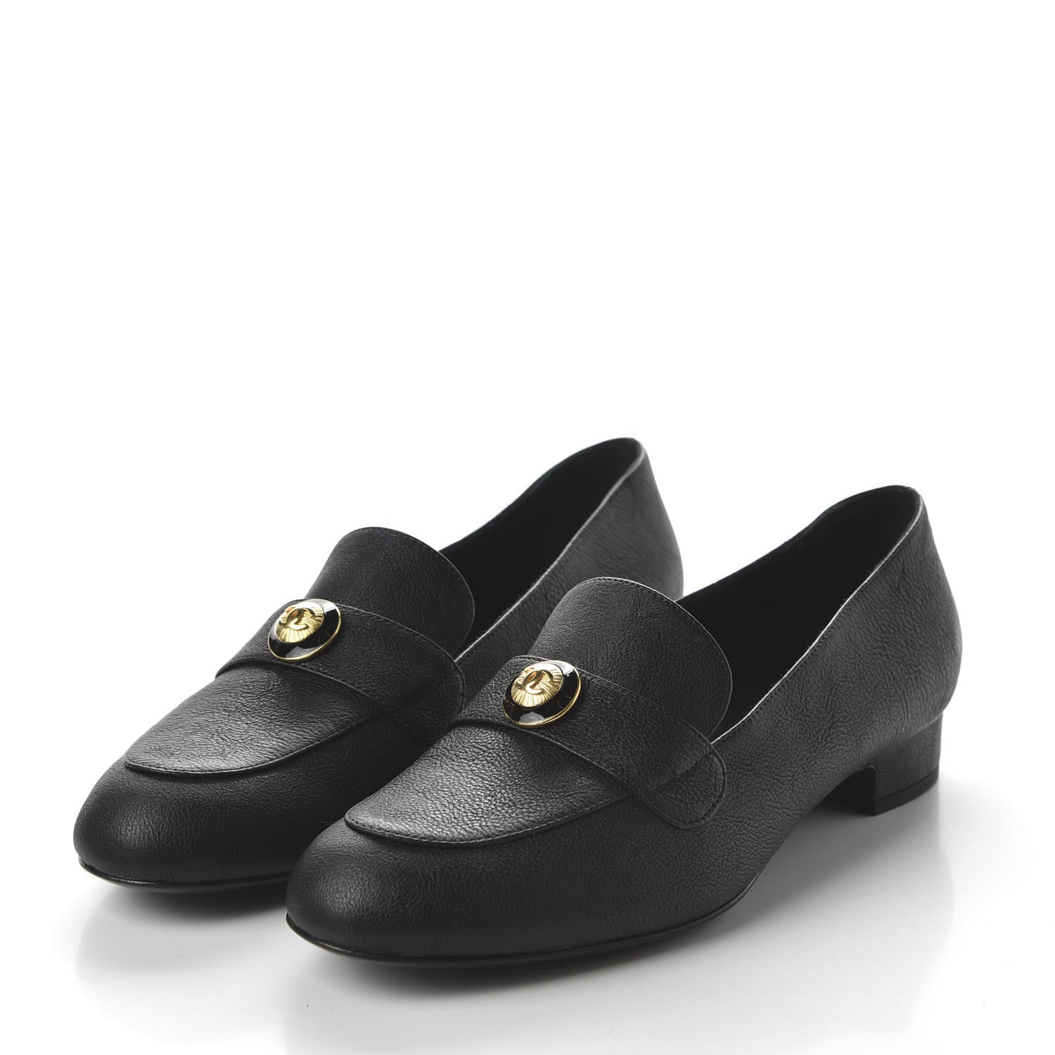 Chanel Calfskin CC Mocassin Loafers 38.5 Black 3 of 9
