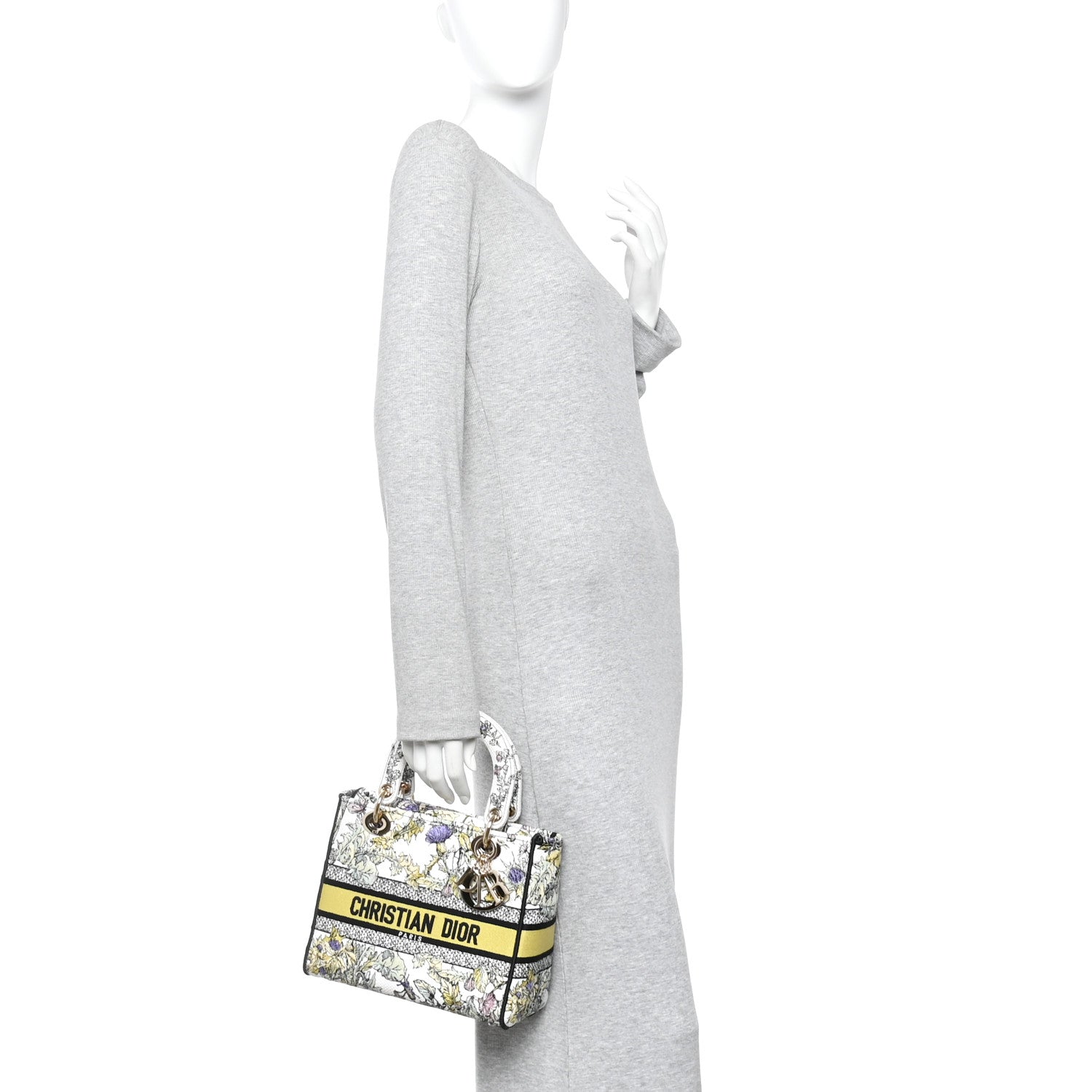 Christian Dior Canvas Embroidered Chardons Toile De Jouy Medium Lady D-Lite Latte Multicolor 2 of 9