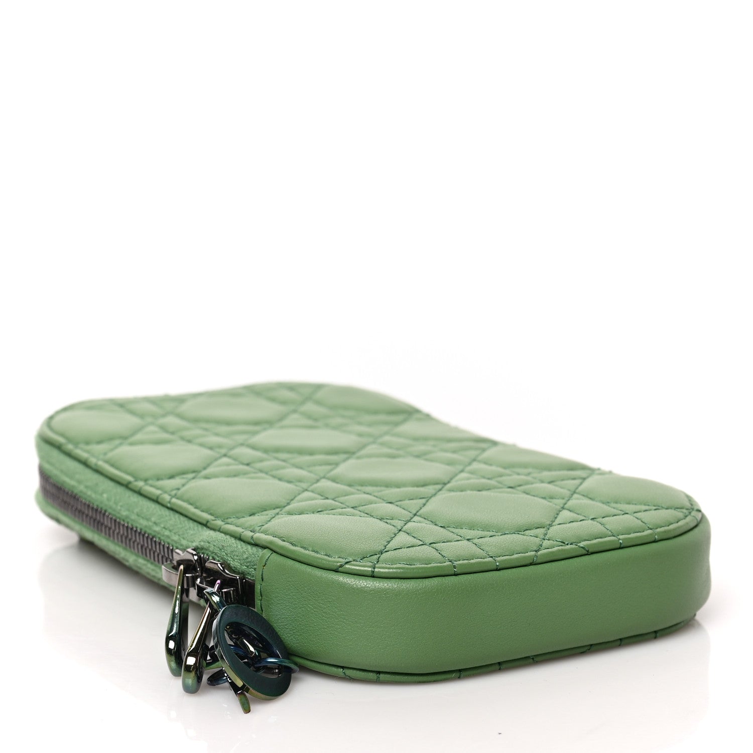 Christian Dior Lambskin Cannage Lady Dior Phone Holder Green 3 of 7