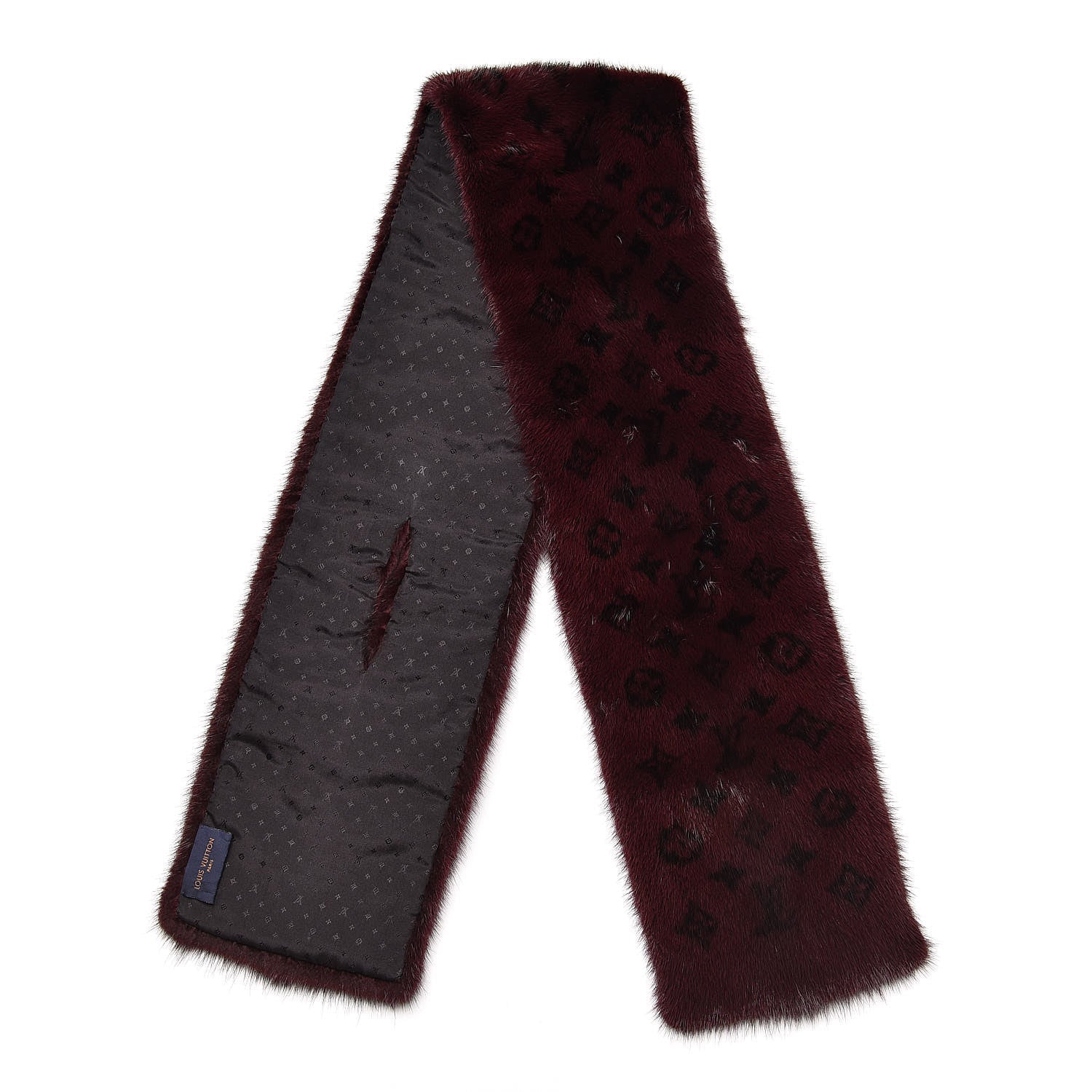 Louis Vuitton Monogram Mink Fur Stole Burgundy 3 of 4