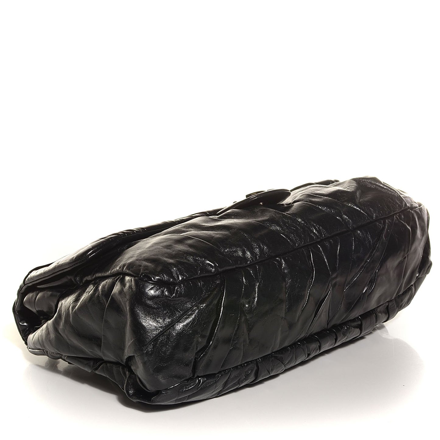Glazed Calfskin Twisted Maxi Flap Black