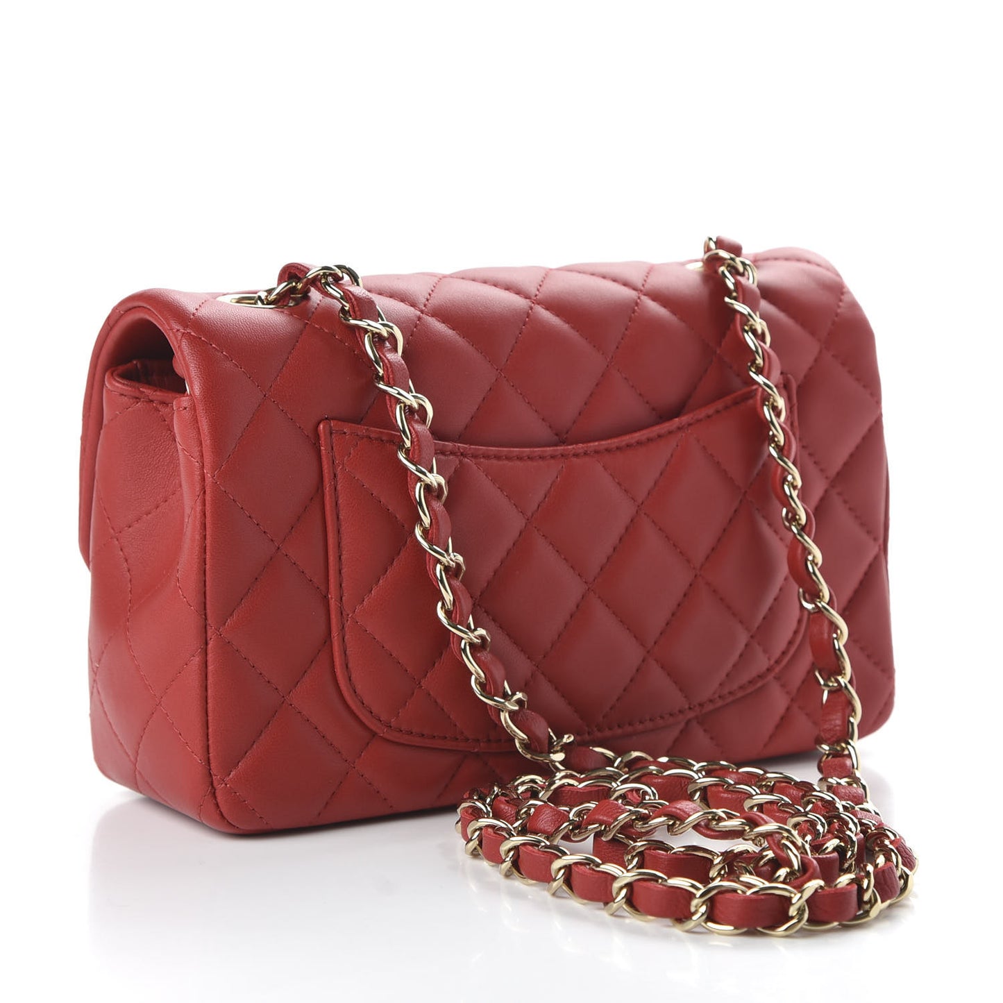 Lambskin Quilted Mini Rectangular Flap Red