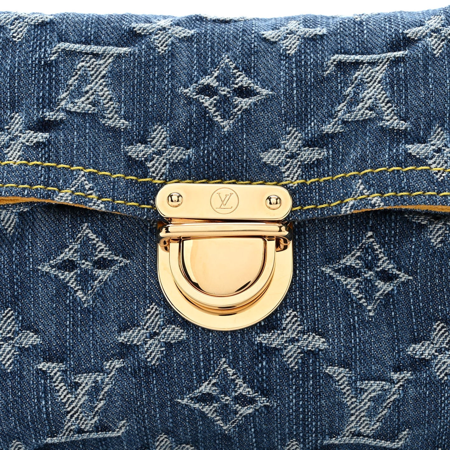 Monogram Denim Pochette Plat Clutch Blue