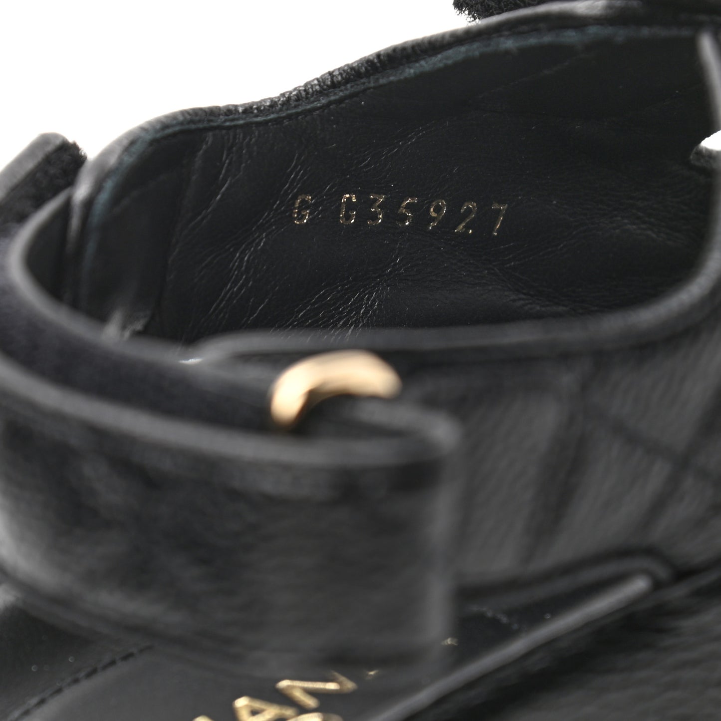 Grained Calfskin Velcro Dad Sandals 36 Black
