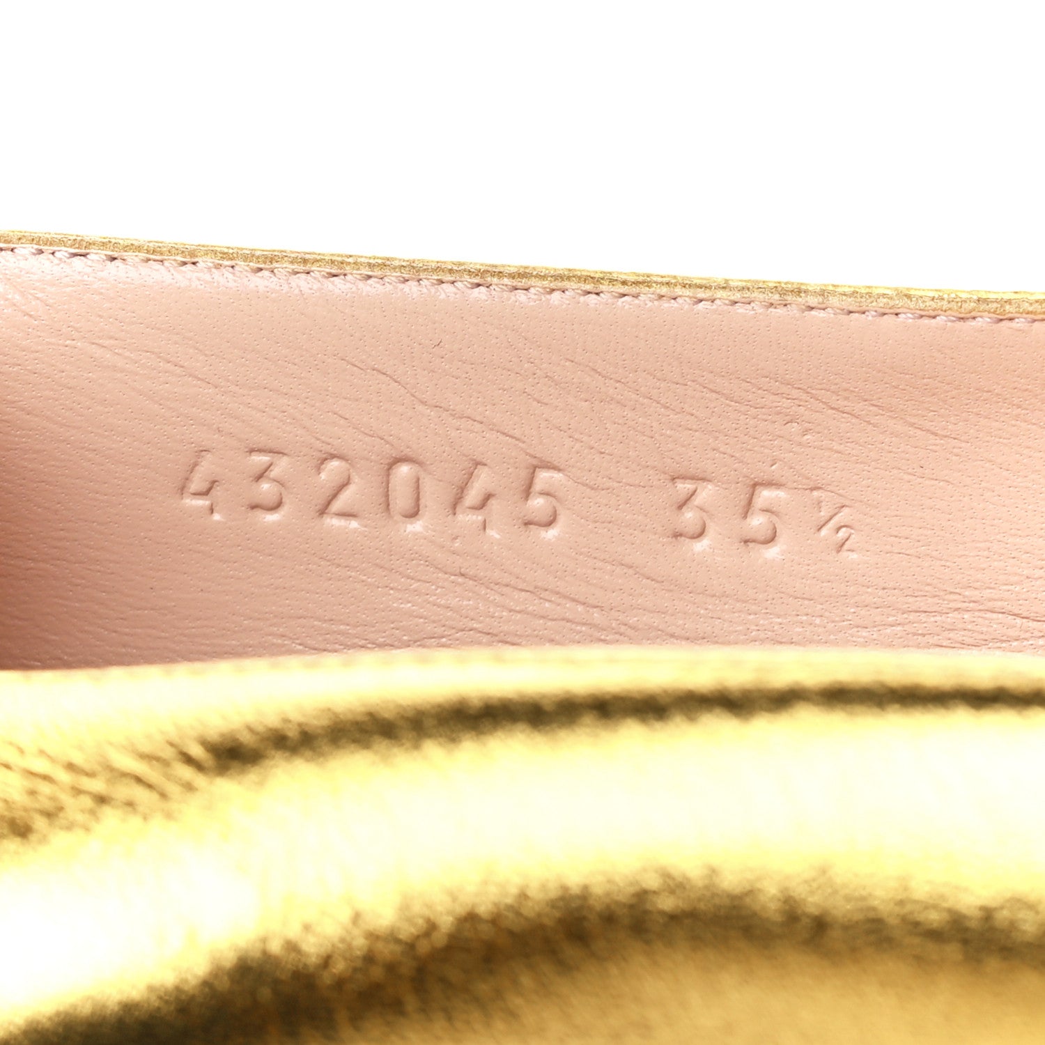 Gucci Metallic Nappa Silk Web Ballerina Flat 35.5 Gold 7 of 8