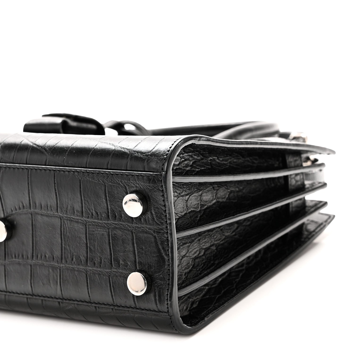 Saint Laurent Calfskin Crocodile Embossed Nano Sac De Jour Black 10 of 10