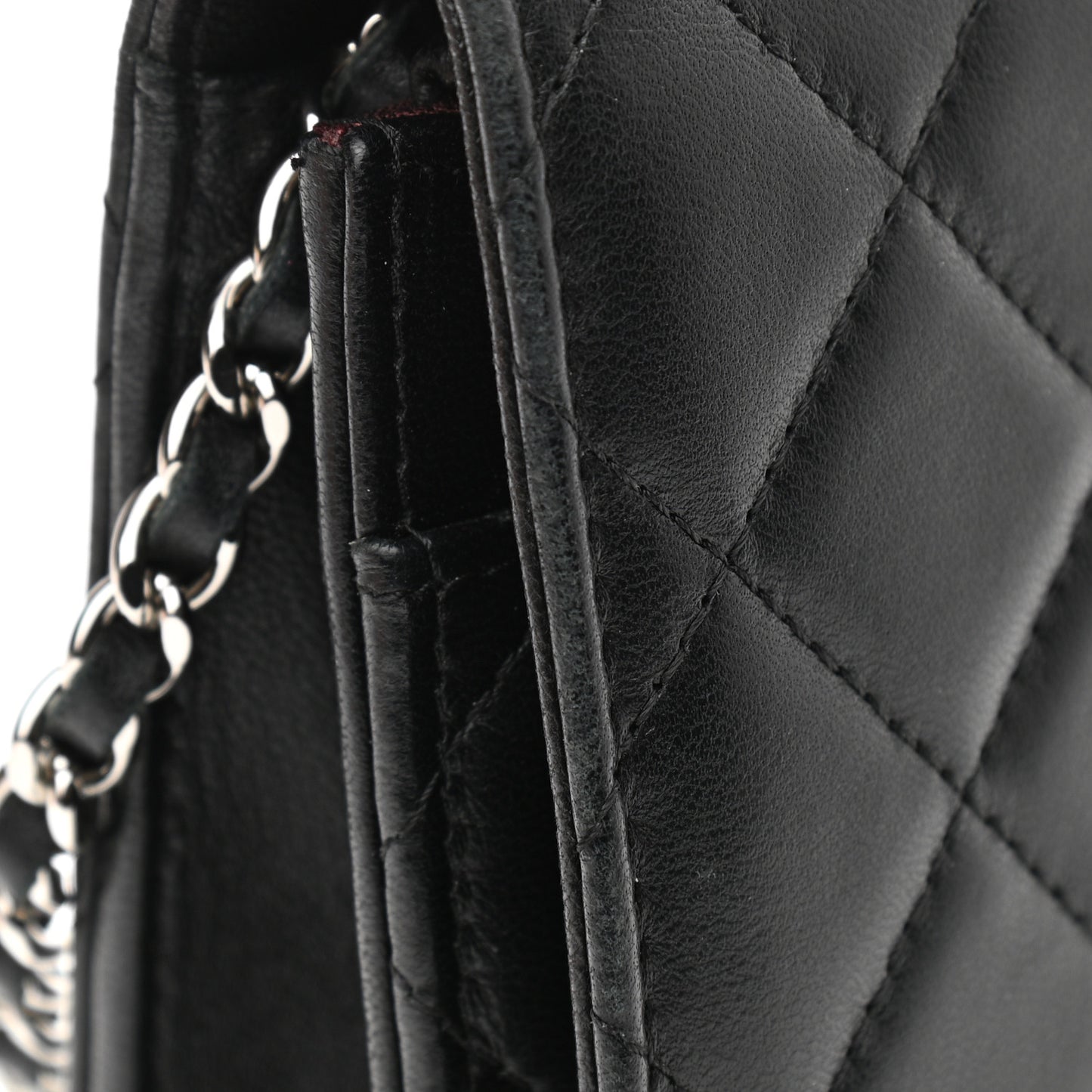 Lambskin Quilted Wallet On Chain WOC Black