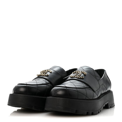 Chanel Calfskin Stitched CC Loafers 39 Black 4 of 10