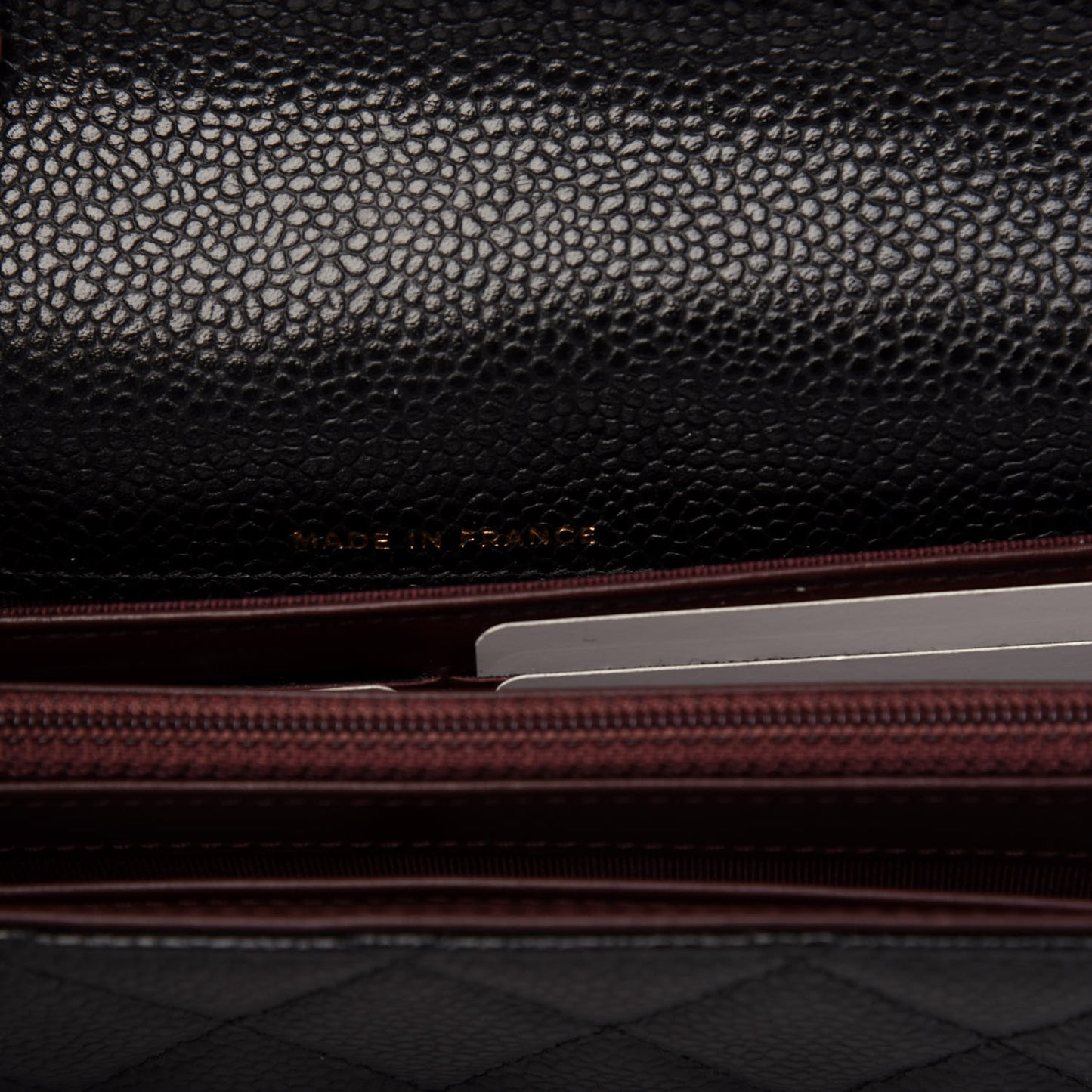 Caviar Quilted Large Gusset Flap Wallet Black