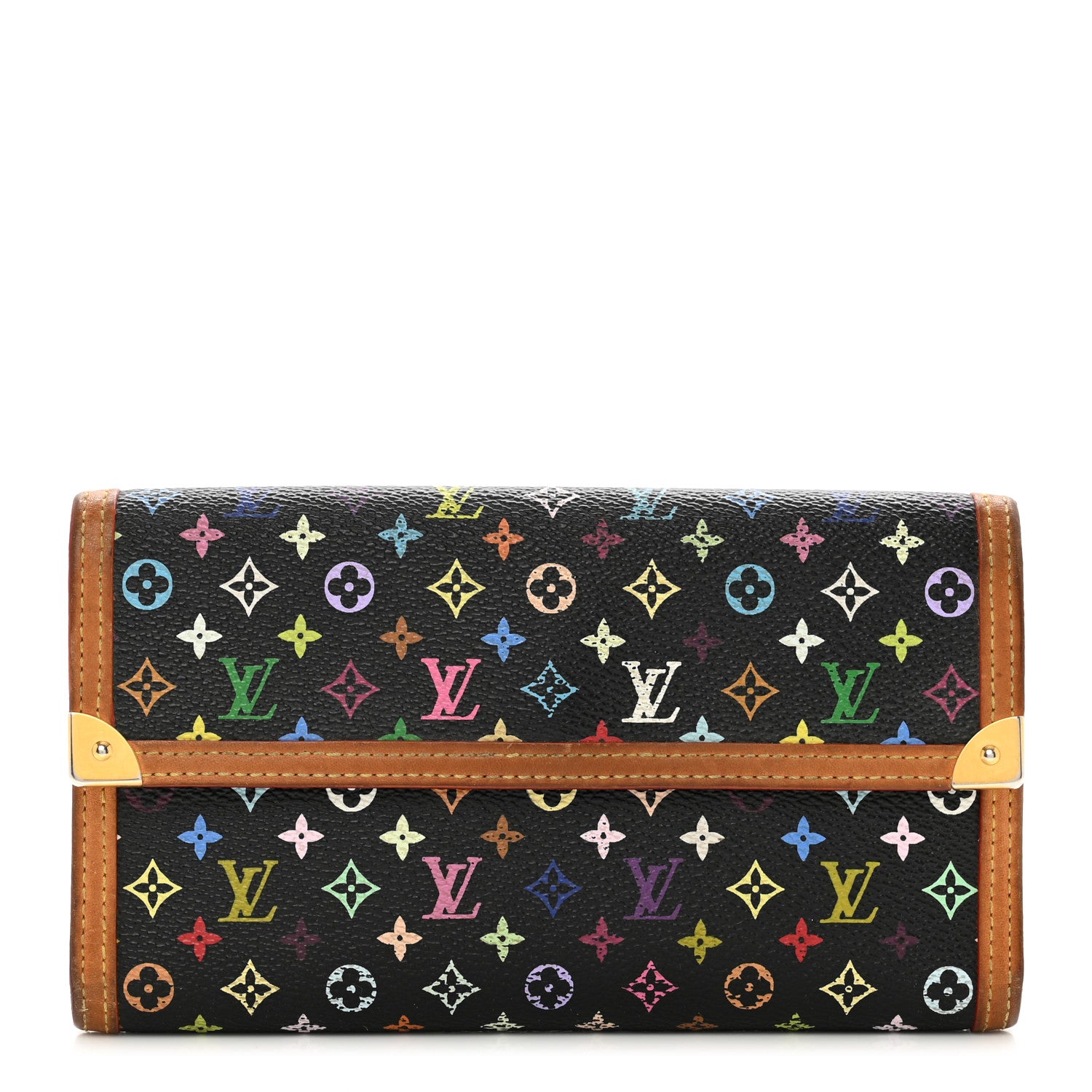 Louis Vuitton Monogram Multicolor Porte Tresor International Wallet Black 1 of 11