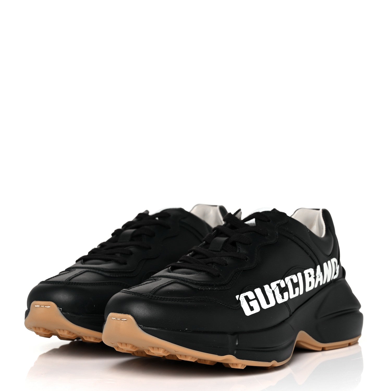 Gucci Calfskin Gucci Band Printed Mens Rhyton Sneakers 8 Apollo Black 3 of 9