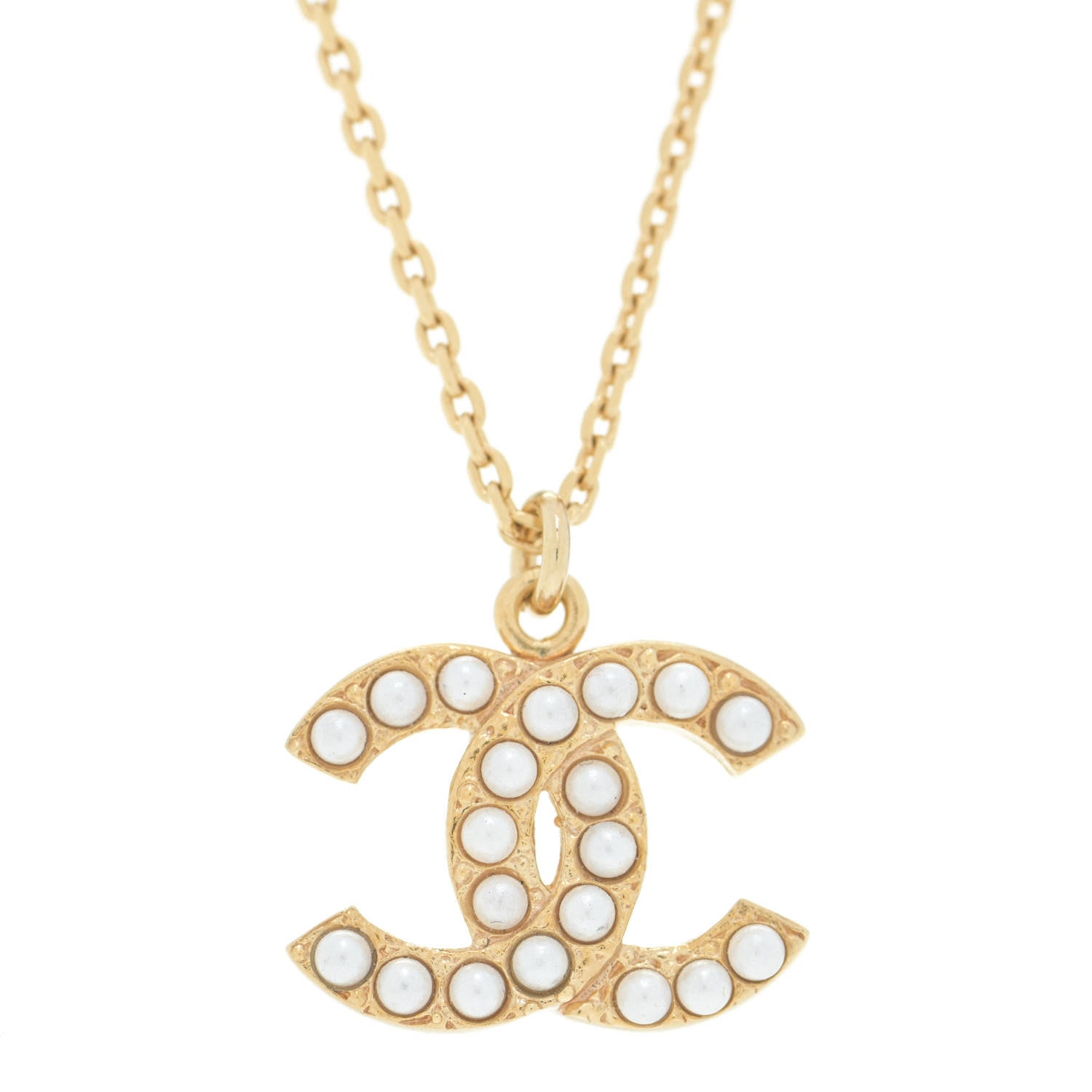 Chanel Pearl CC Pendant Necklace Gold 4 of 7