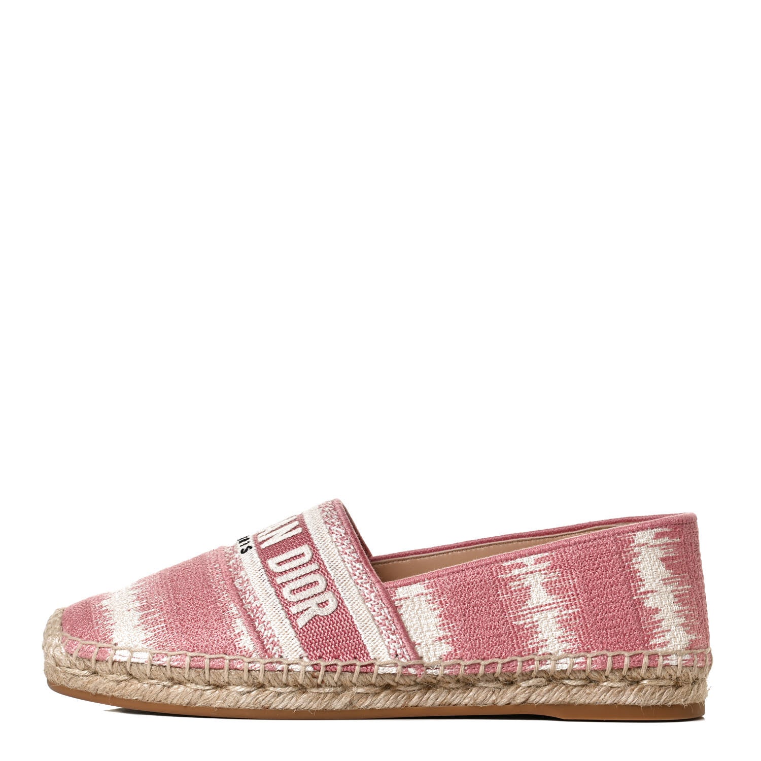 Christian Dior Cotton Embroidered D-Stripes Granville Espadrille 37 Deep Nude 1 of 12