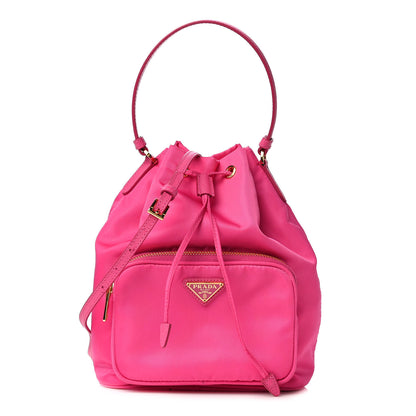 Prada Saffiano Tessuto Nylon Mini Bucket Crossbody Bag Pink 1 of 4
