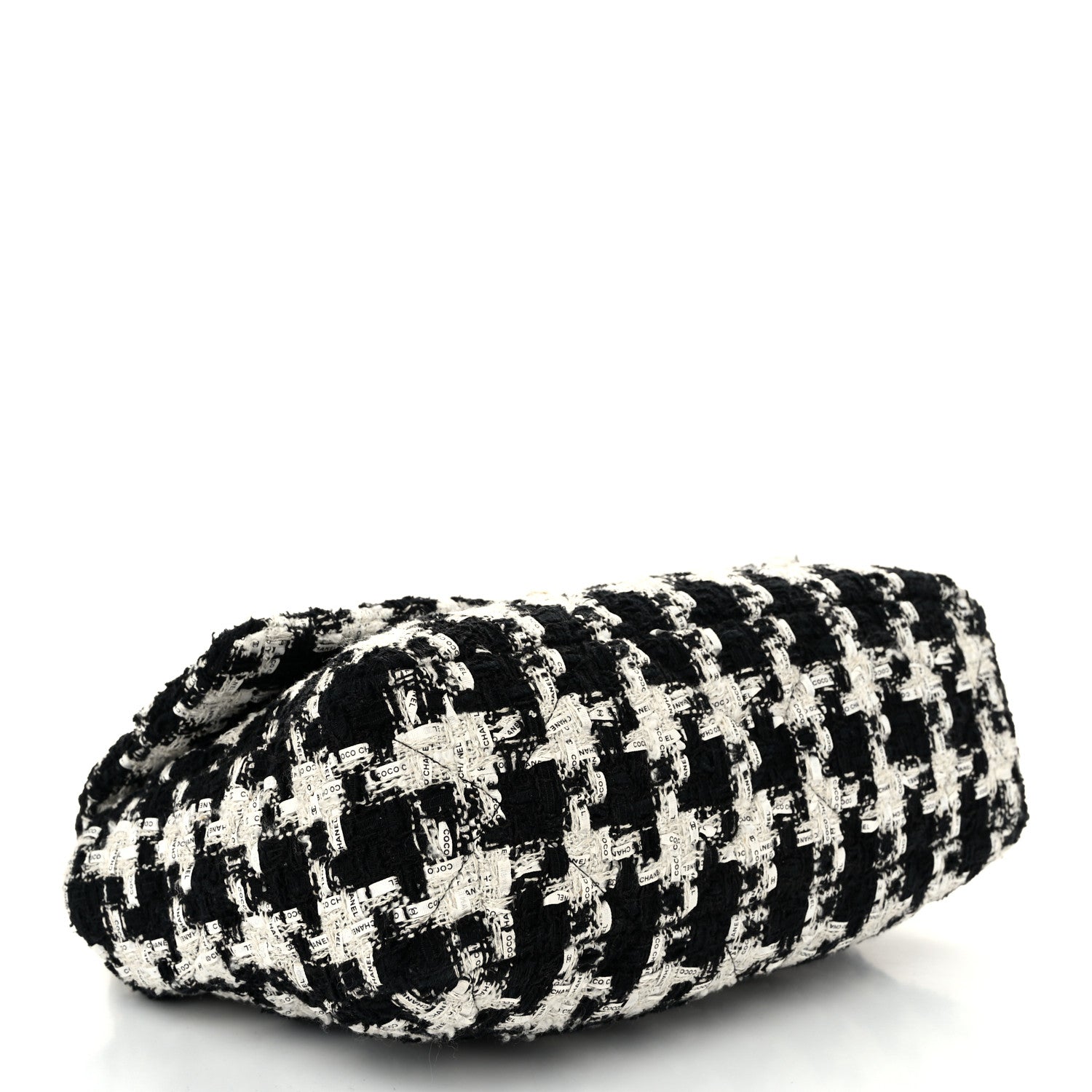 Chanel Tweed Quilted Large Chanel 19 Flap Black Ecru White 4 of 10