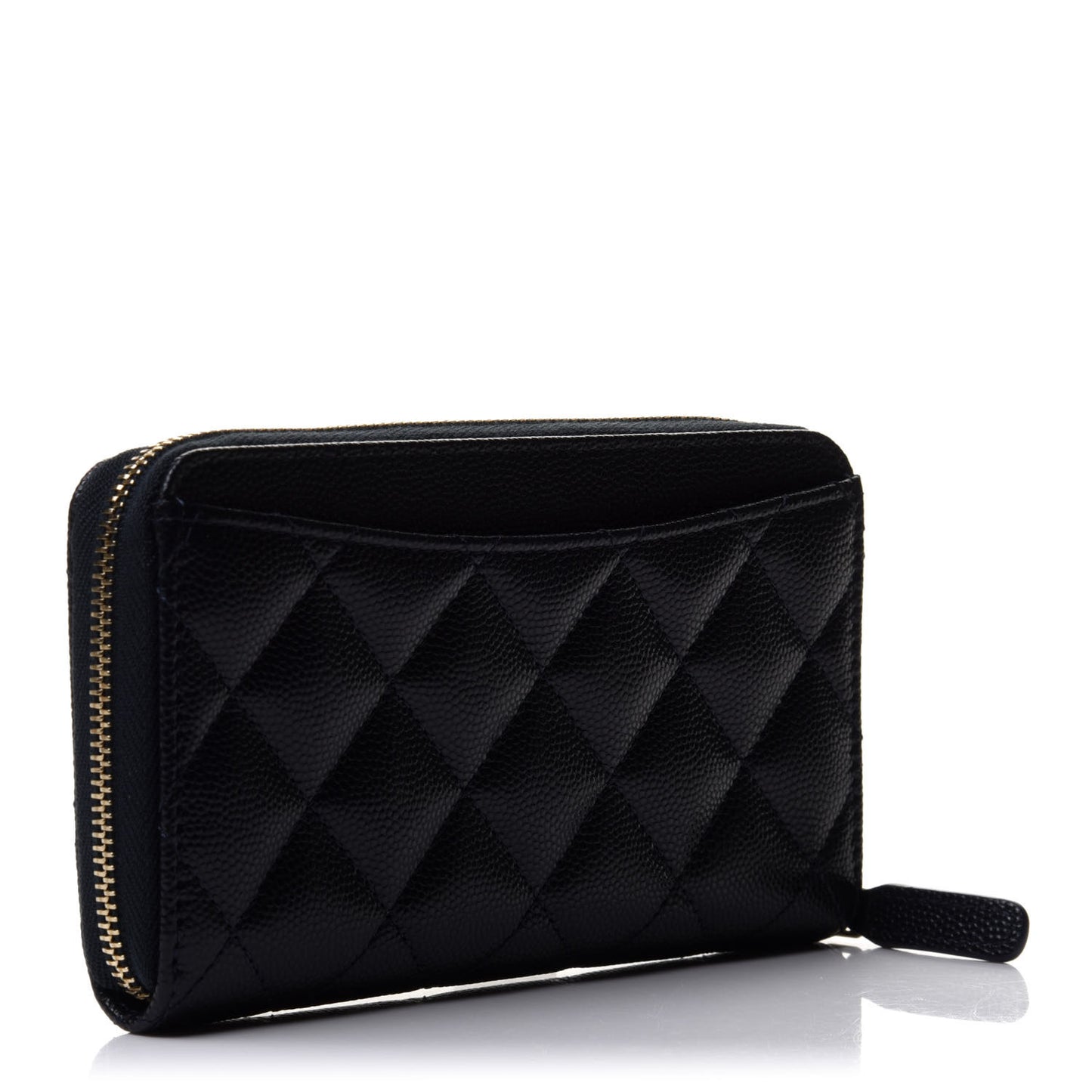Caviar Quilted Small Zip Around Wallet Navy