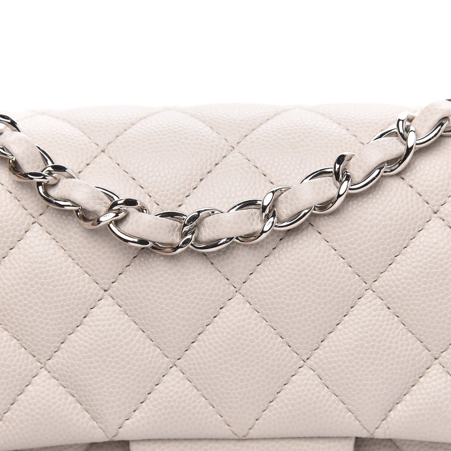 Caviar Quilted Mini Rectangular Flap White