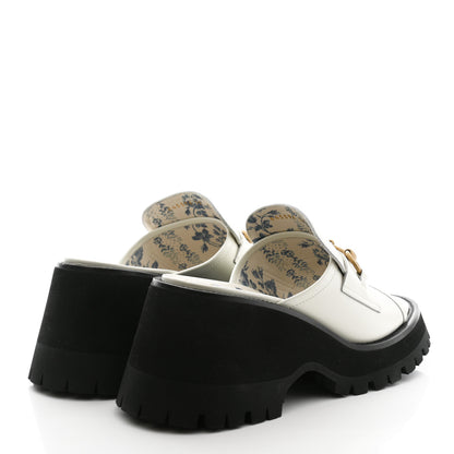 Gucci Cordovan Lux Womens Harald Horsebit Platform Slide Sandals 38 Dusty White 4 of 9