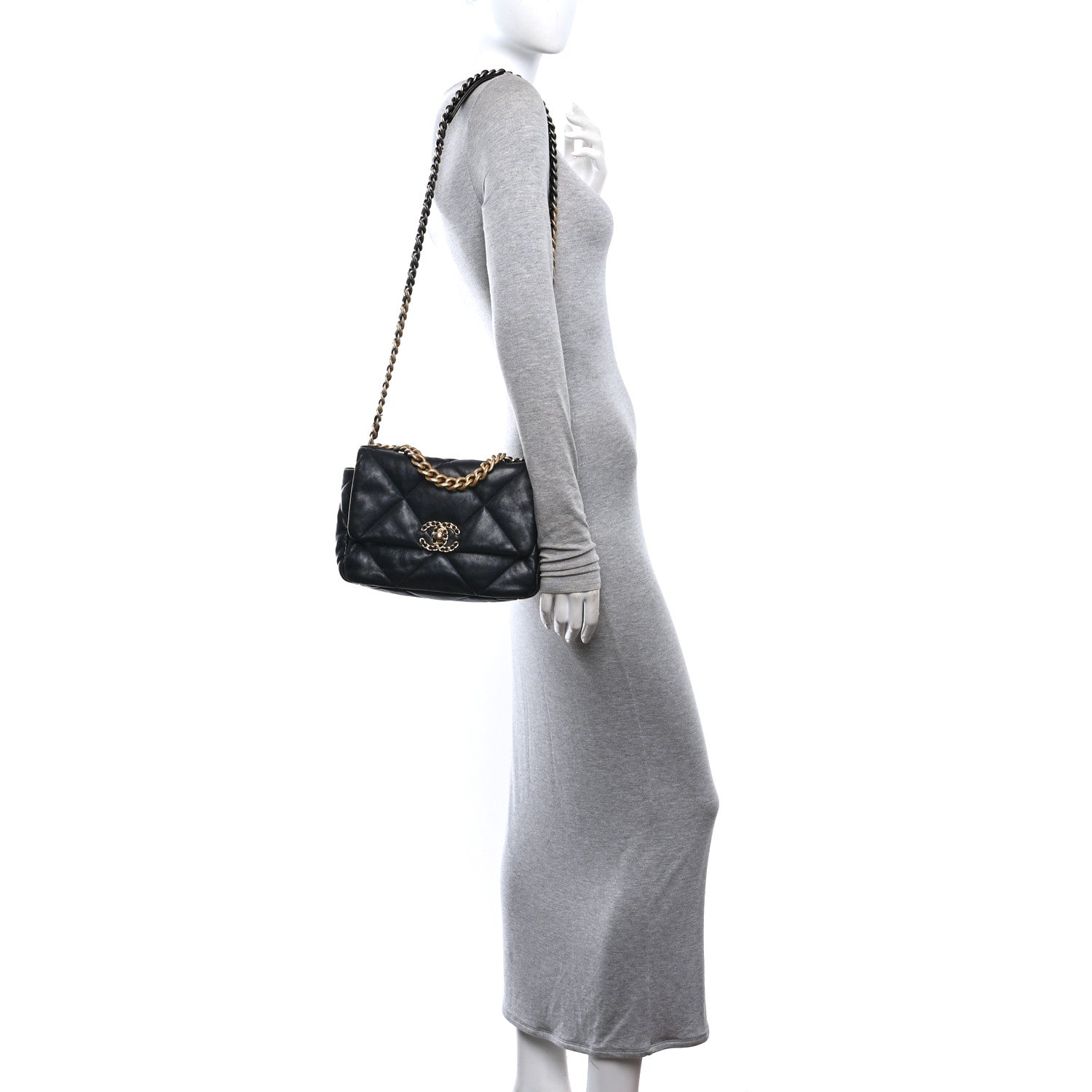 Chanel Lambskin Quilted Medium Chanel 19 Flap Black 2 of 10
