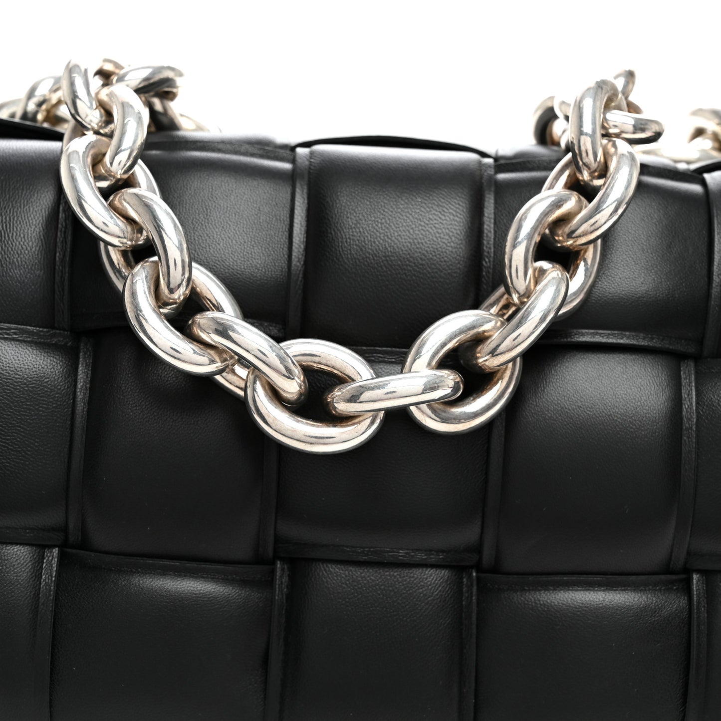 Lambskin Maxi Intreccio Padded Chain Cassette Crossbody Bag Black