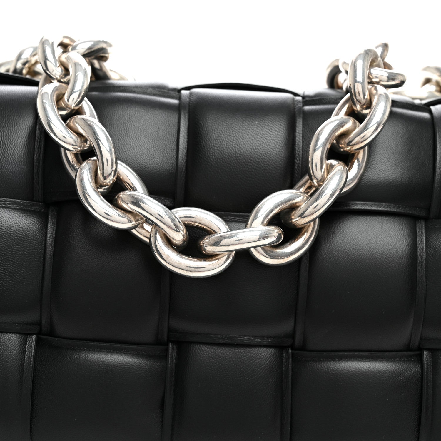 Bottega Veneta Lambskin Maxi Intreccio Padded Chain Cassette Crossbody Bag Black 8 of 10