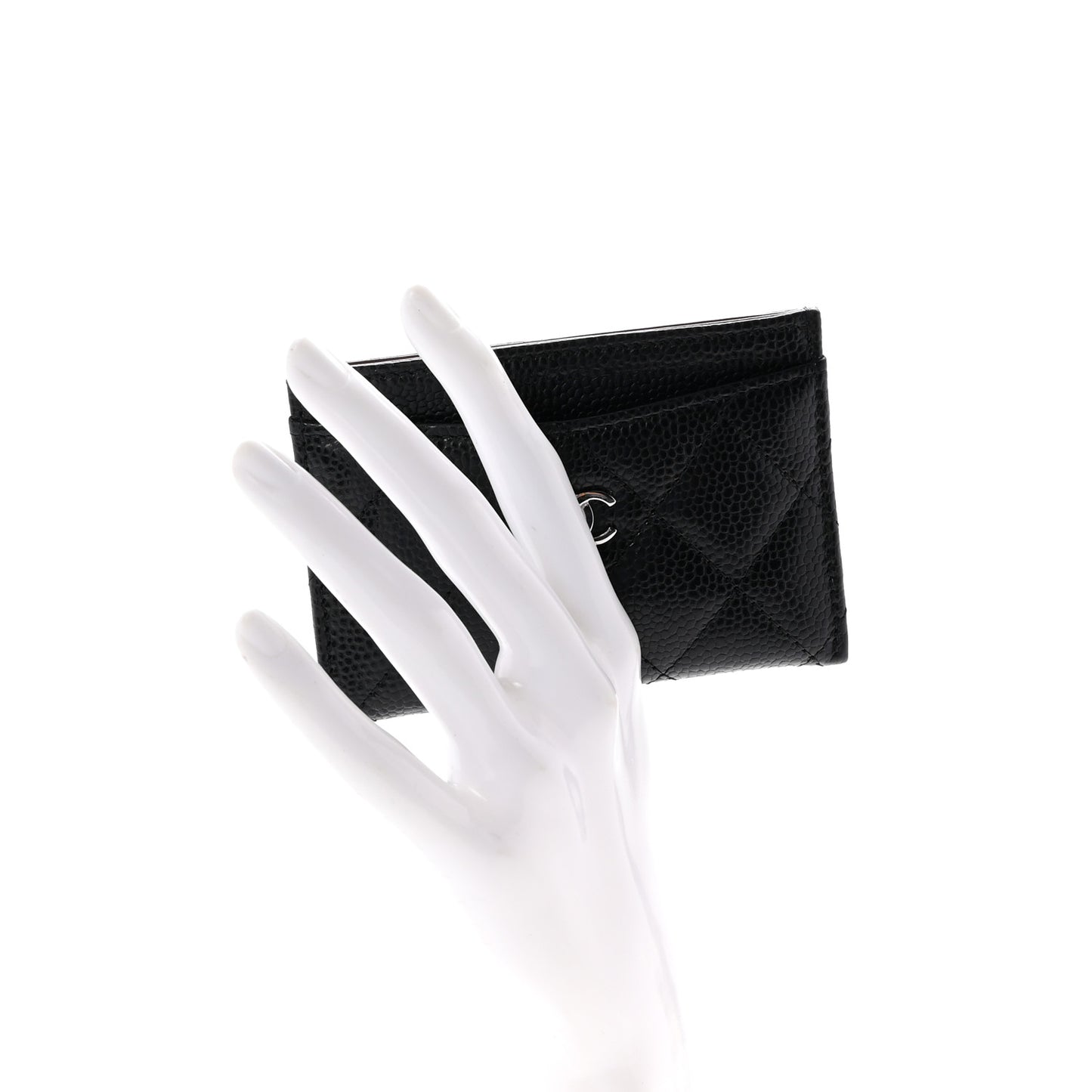 Caviar Quilted Card Holder Black