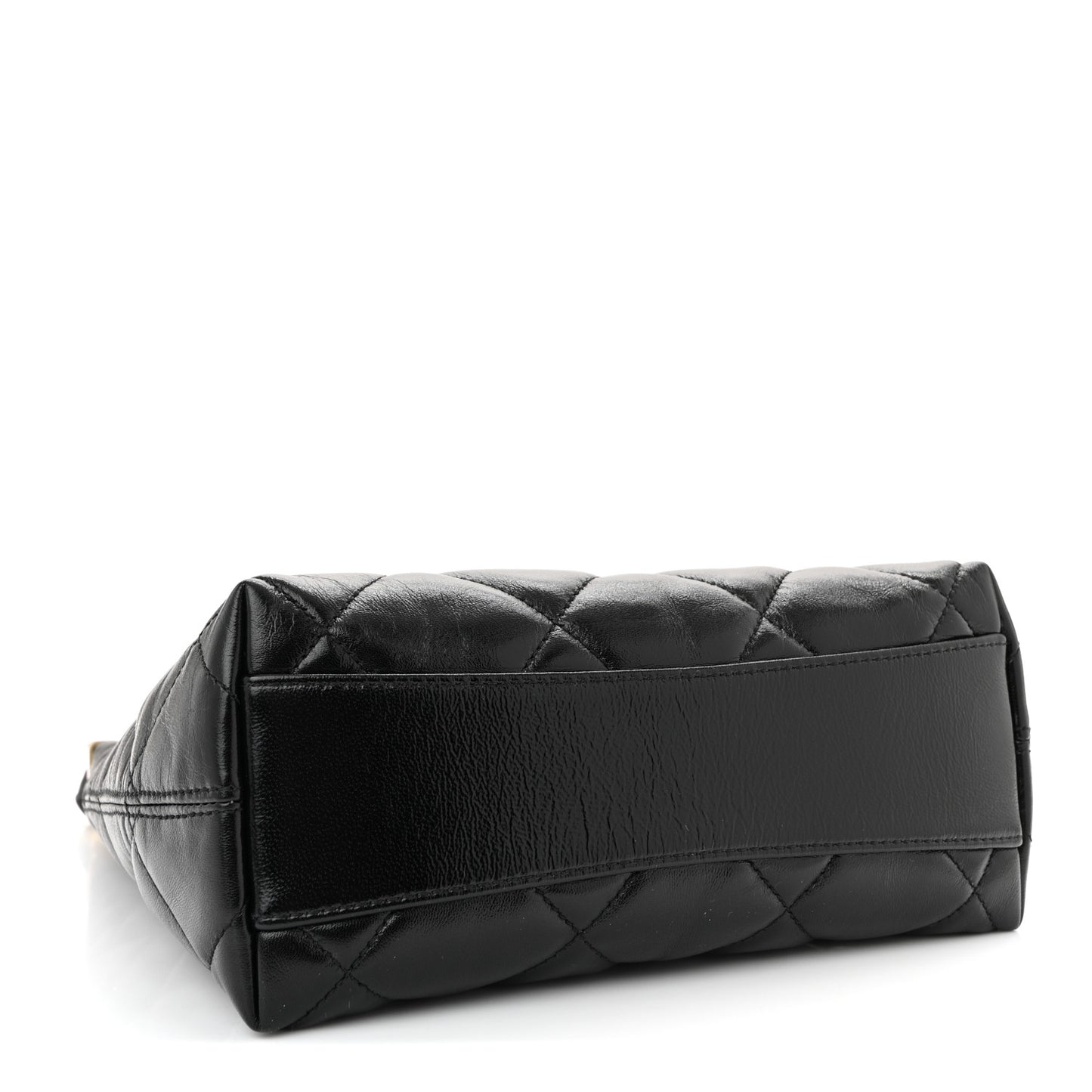 Shiny Crumpled Lambskin Quilted Small CC Funky Town Hobo Black