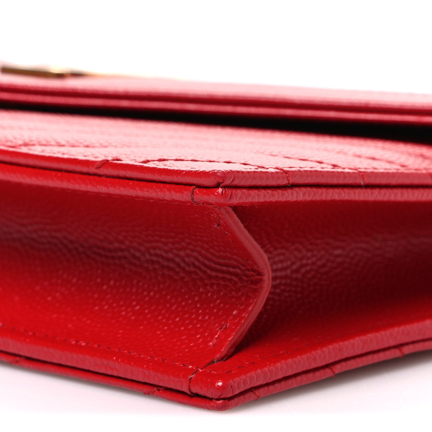 Grain De Poudre Matelasse Chevron Monogram Envelope Chain Wallet Bandana Red