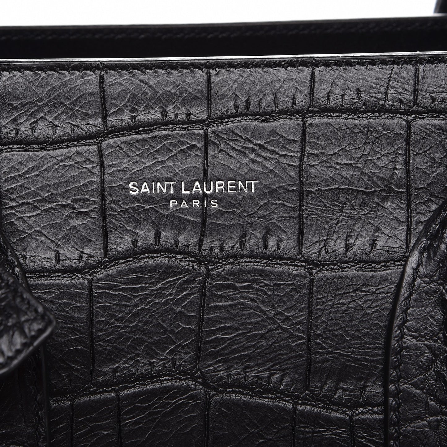Calfskin Crocodile Embossed Small Sac de Jour Black