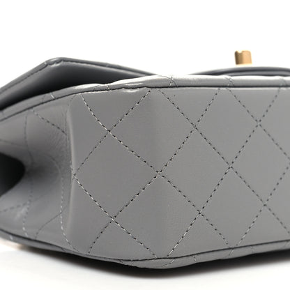 Chanel Lambskin Metal Quilted Mini Top Handle Rectangular Flap Grey 9 of 11