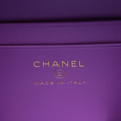 Chanel Tweed Lambskin CC Filigree Vanity Clutch With Chain Purple Multicolor 6 of 9