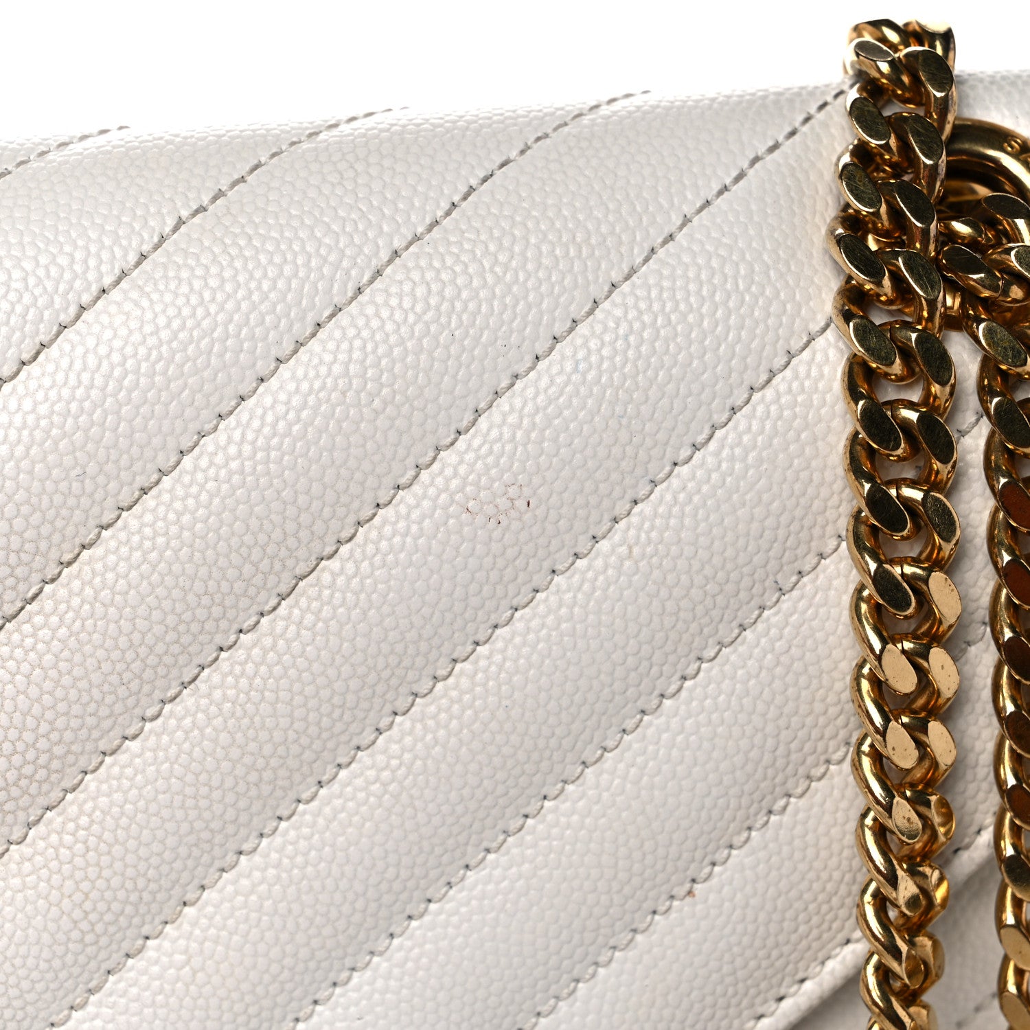 Saint Laurent Grain De Poudre Matelasse Chevron Large Monogram Satchel White 15 of 17