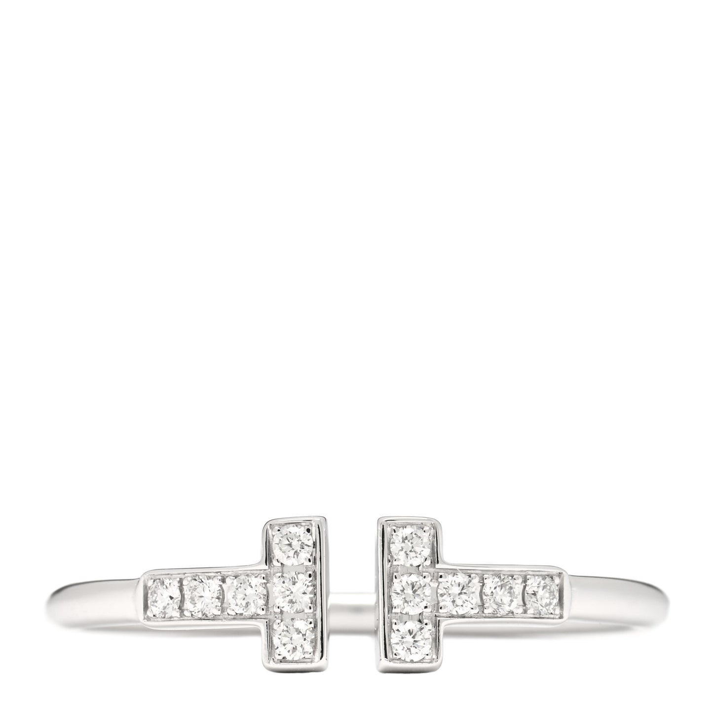 18K White Gold Diamond T Wire Ring 61 9.5