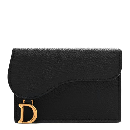 Christian Dior Grained Calfskin Saddle Card Holder Black 1 of 6