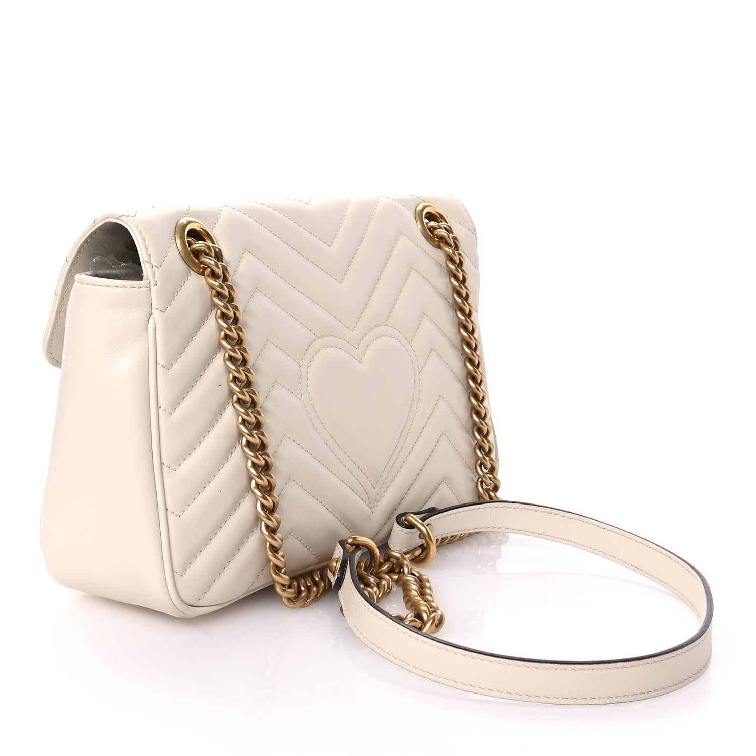 Gucci Calfskin Matelasse Small GG Marmont Shoulder Bag White 3 of 11