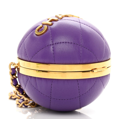 Chanel Lambskin CC Minaudiere Sphere Chain Clutch Purple 4 of 7