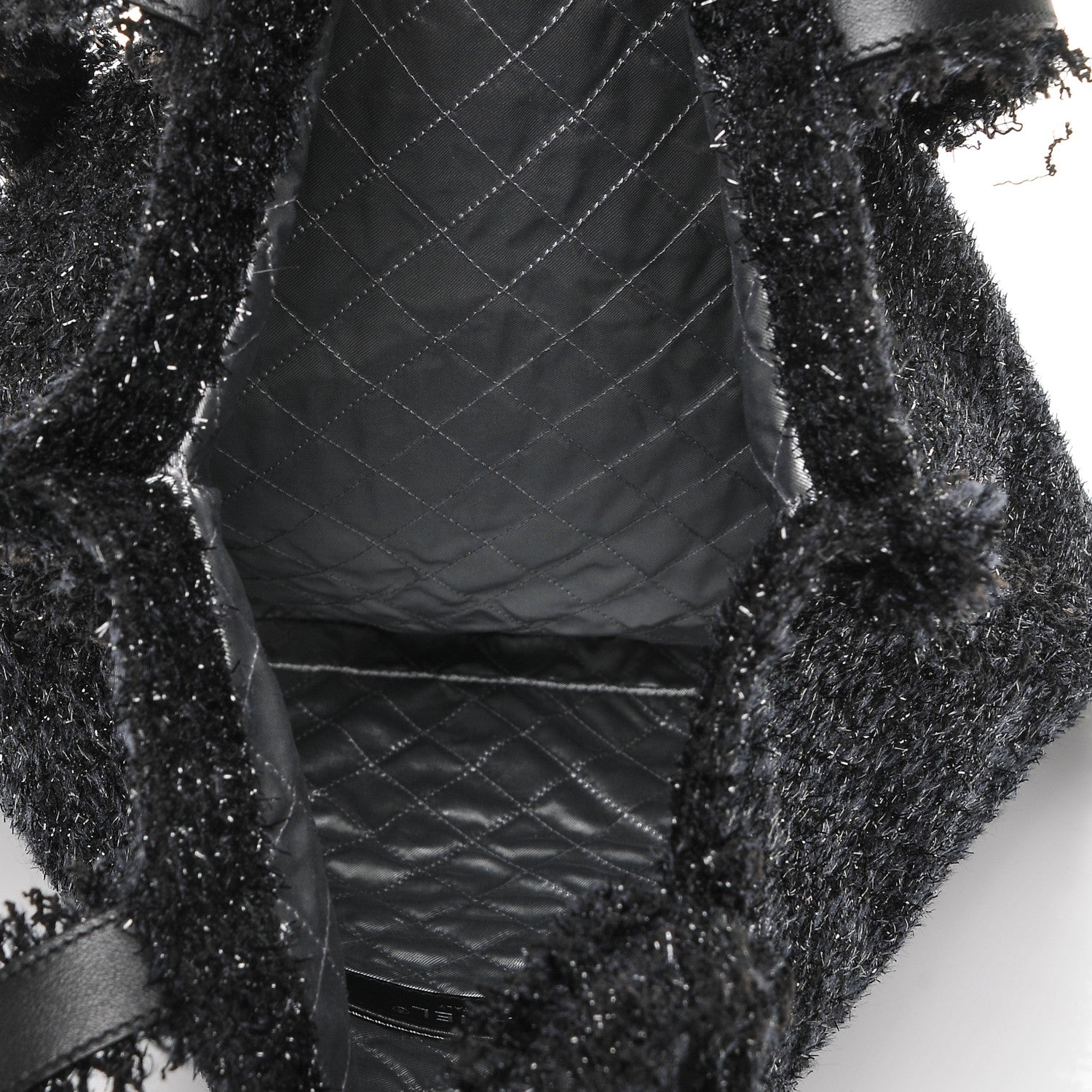 Chanel Tweed Resin Strass Shopping In Fabrics Tote Black 5 of 7