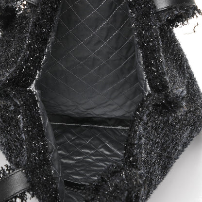 Chanel Tweed Resin Strass Shopping In Fabrics Tote Black 5 of 7