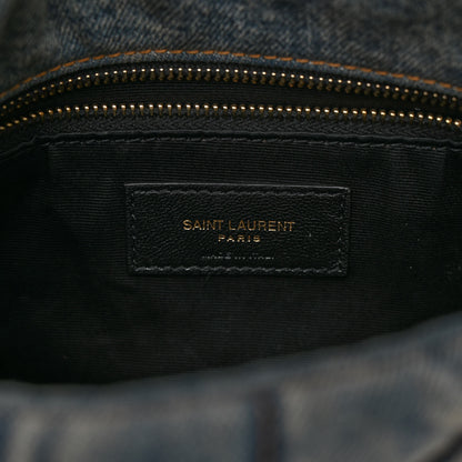 Saint Laurent Denim Quilted Toy Loulou Puffer Monogram Chain Satchel Blue Cinnamon 6 of 11