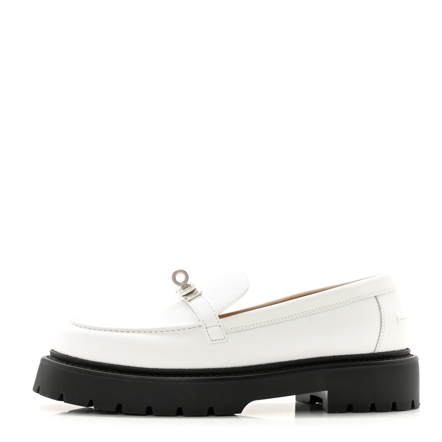 Hermes Calfskin Womens Icone Loafers 36 White 1 of 13