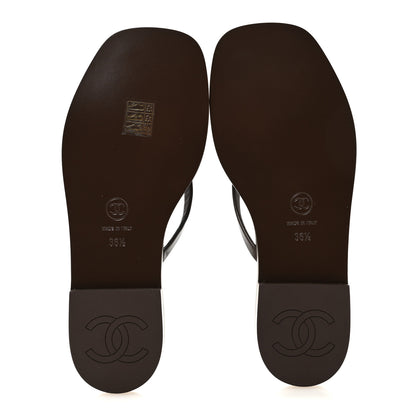 Chanel Goatskin CC Times Square Thong Sandals 36.5 Brown 6 of 10
