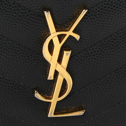 Saint Laurent Grain De Poudre Matelasse Chevron Monogram Zip Around Wallet Black 12 of 14