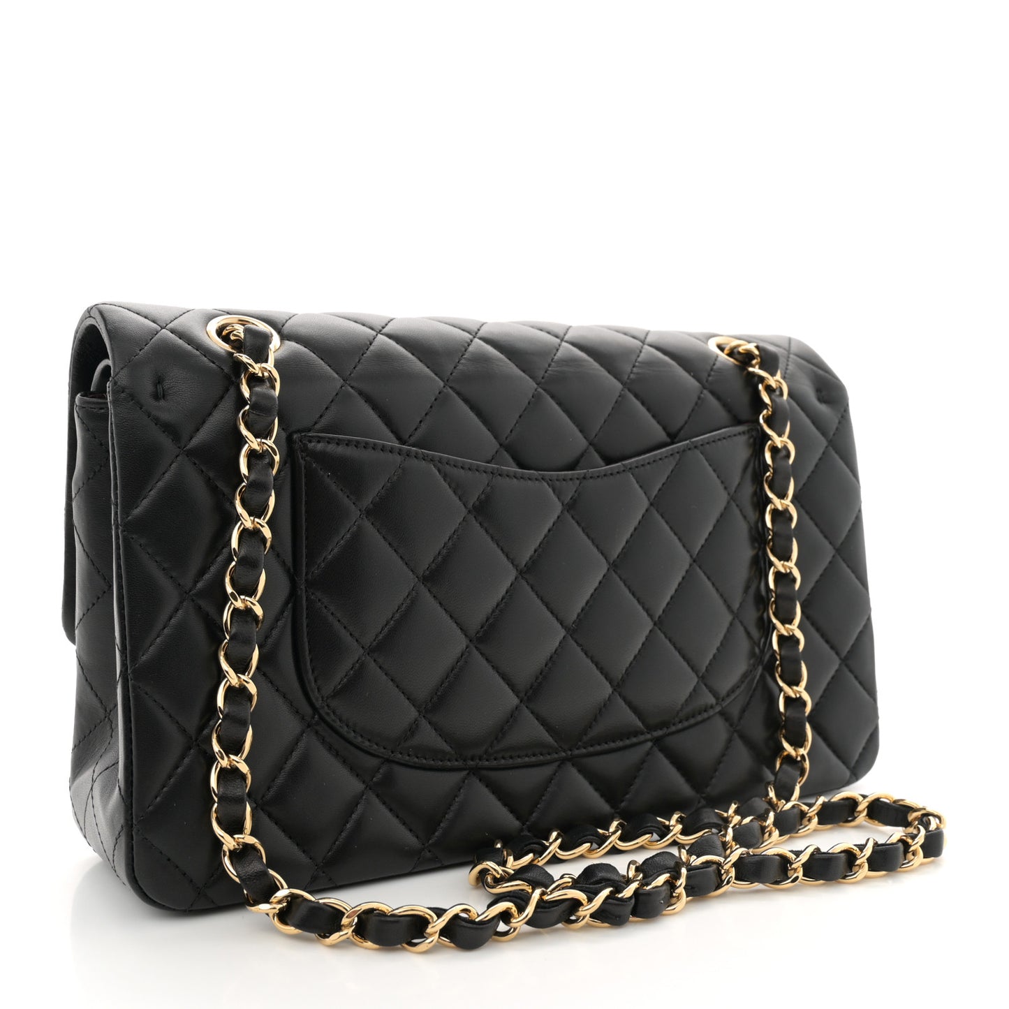 Lambskin Quilted Medium Double Flap Black