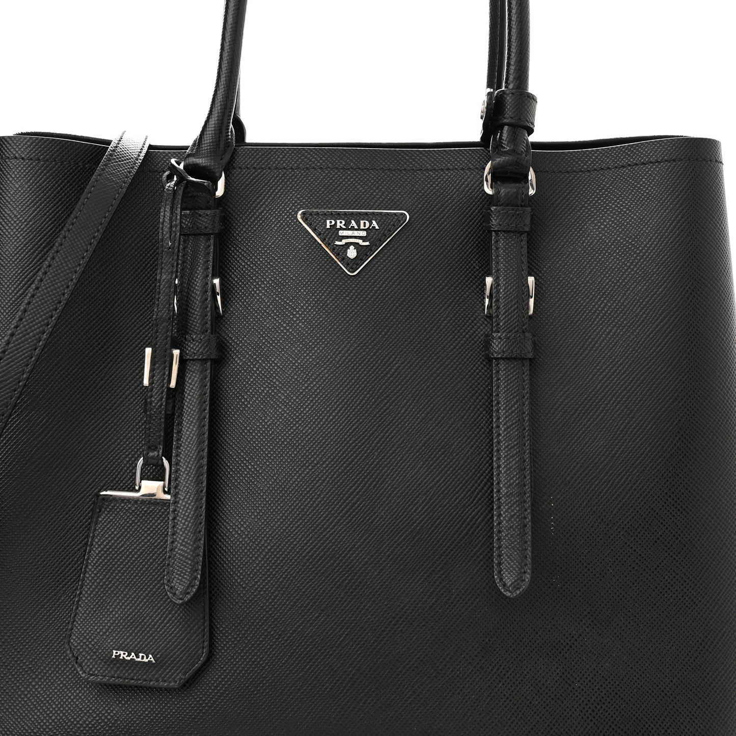 Saffiano Cuir Medium Double Handle Tote Black